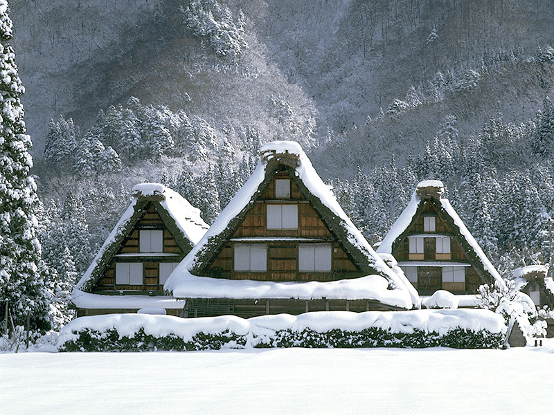 雪に包まれた白川郷と兼六園