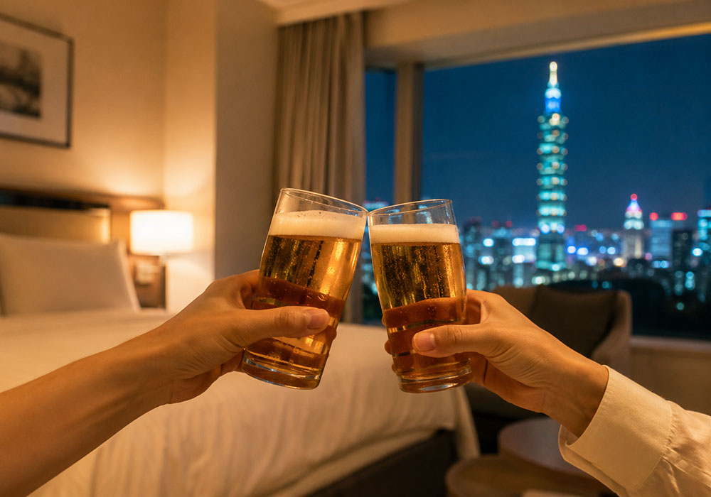 グラスビールで乾杯